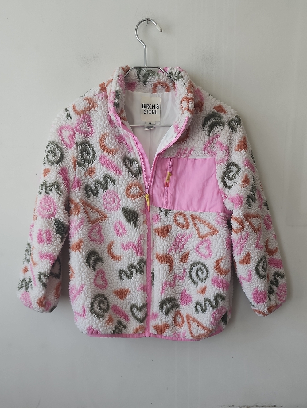 Kids' Pink Multi-Color Sherpa Puffer Jacket